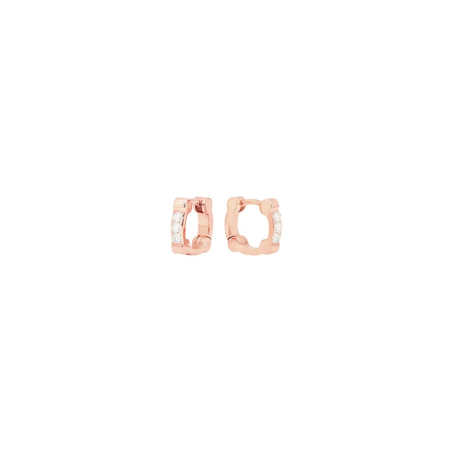 Diamond Cage Huggies | Rose Gold