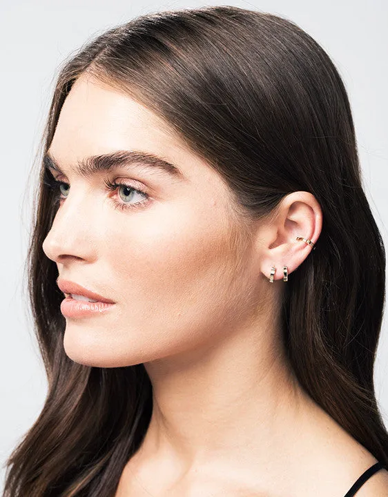 Diamond Cage Huggies | Rose Gold