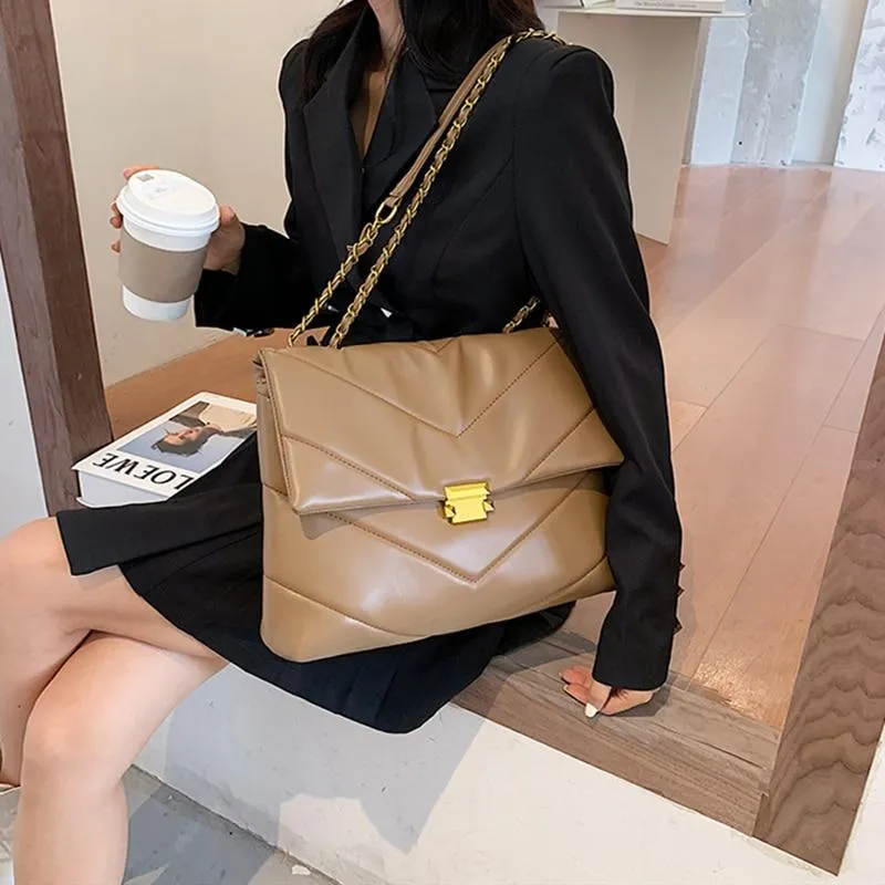 Diamond Lattice Oversized Shoulder Bag