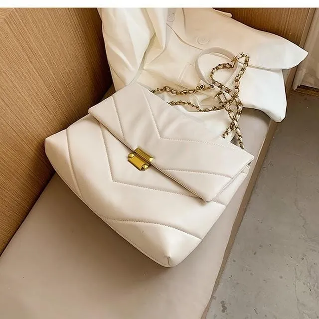 Diamond Lattice Oversized Shoulder Bag