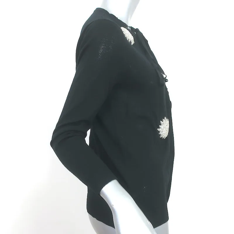 Dice Kayek Crystal-Embellished Cardigan Black Merino Wool Size Medium NEW