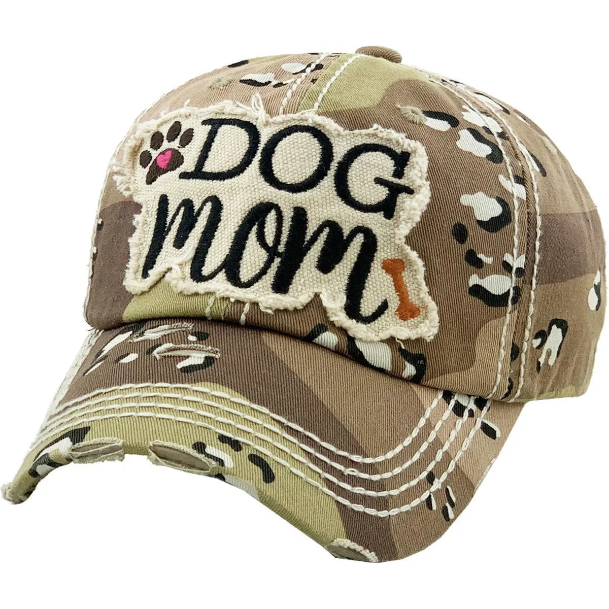 DOG Mom Vintage Camouflage Baseball Cap