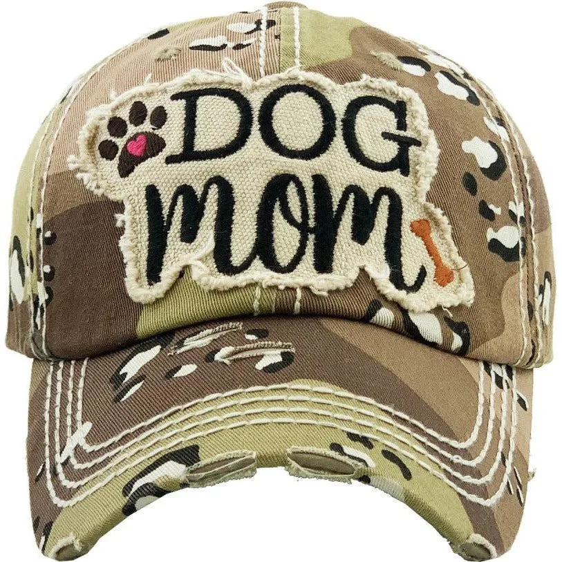 DOG Mom Vintage Camouflage Baseball Cap