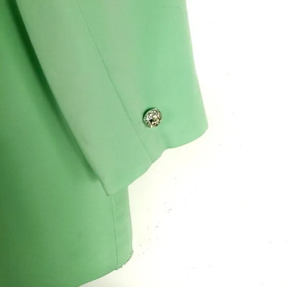 Donna Vinci Womens Jacket Open Front Coat Embellished Trim Mint Green Size 20