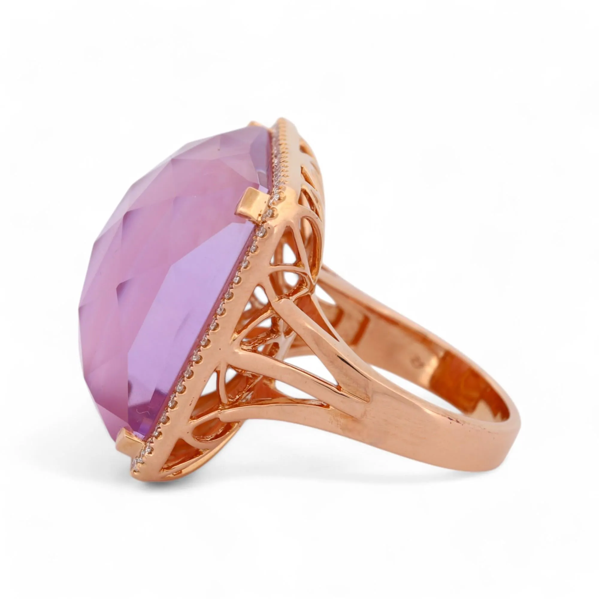Doron Paloma Doves Viola Ring in 18k Rose Gold with Amethyst, MOP & Diamonds