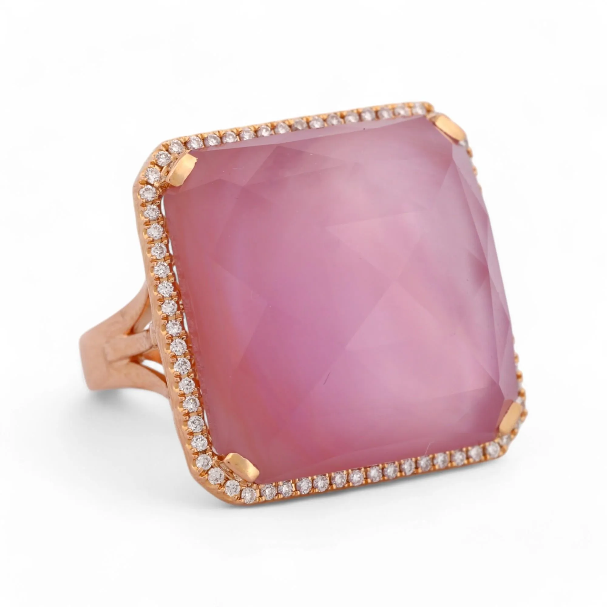 Doron Paloma Doves Viola Ring in 18k Rose Gold with Amethyst, MOP & Diamonds