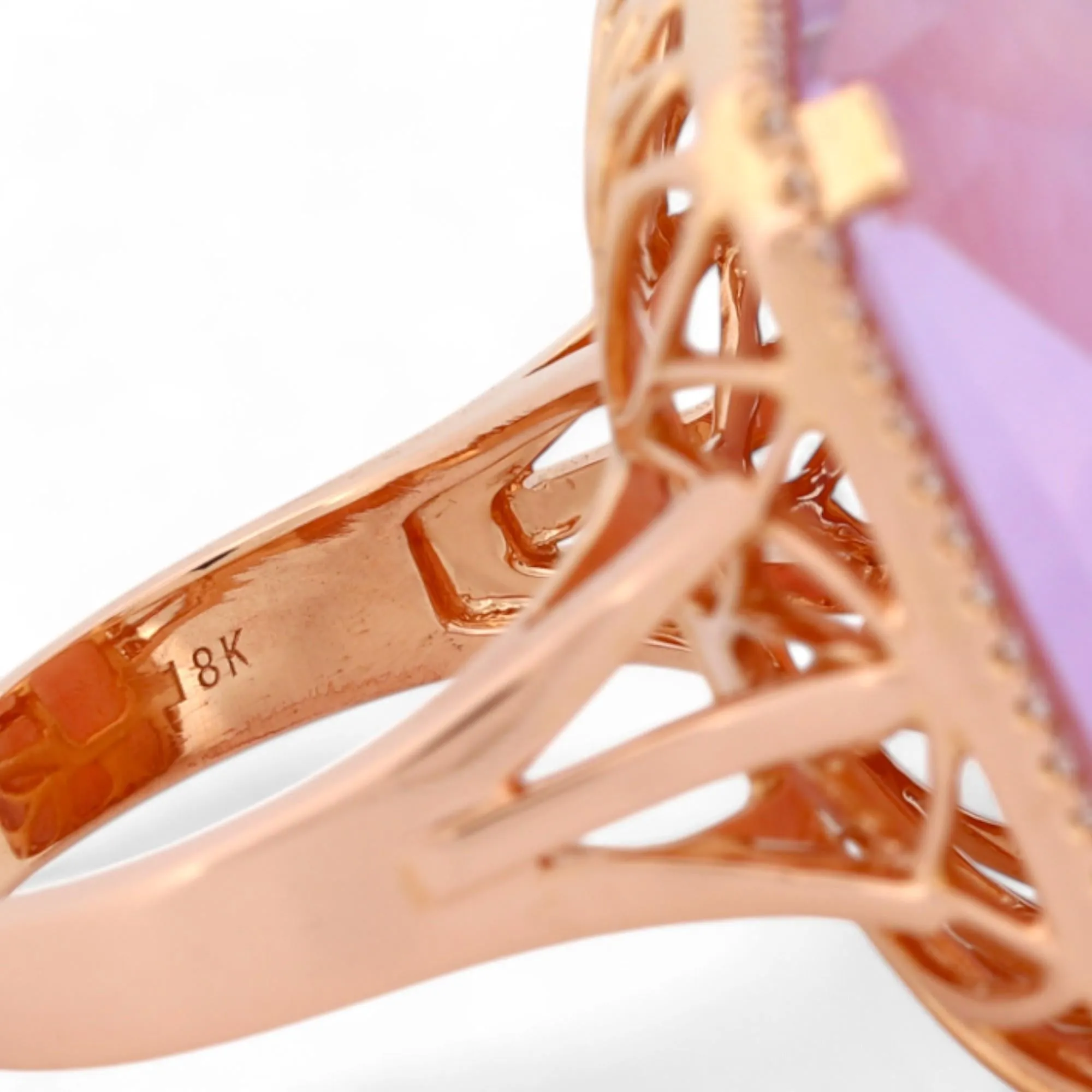 Doron Paloma Doves Viola Ring in 18k Rose Gold with Amethyst, MOP & Diamonds