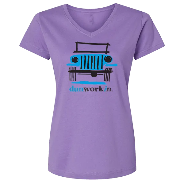 Dunworkin 4x4 Women's Short Sleeve V Neck Tee