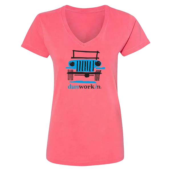 Dunworkin 4x4 Women's Short Sleeve V Neck Tee