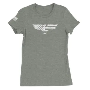 Eagle Flag Womens Crewneck T-shirt
