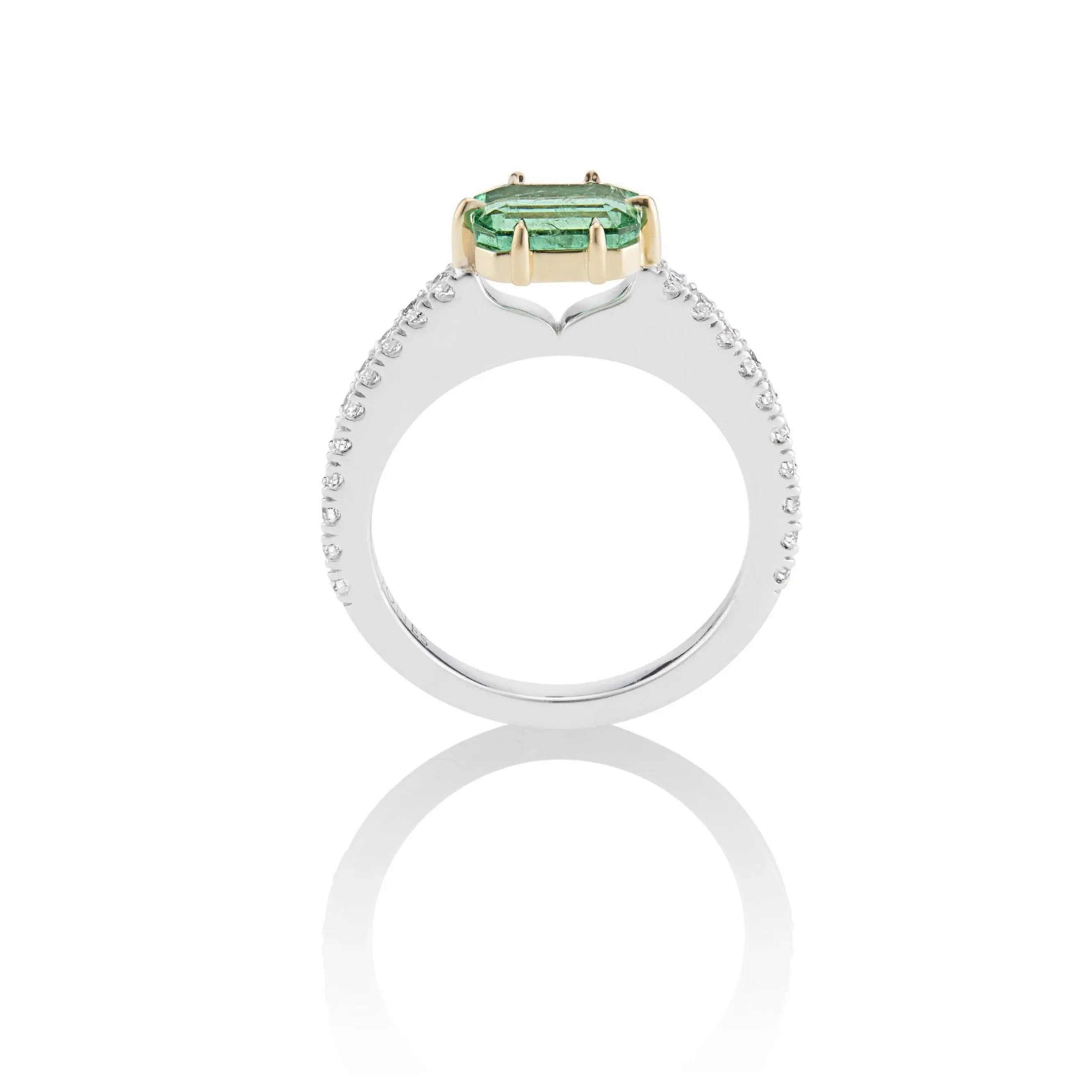 East To West Emerald & Diamond Alternative Engagement Ring