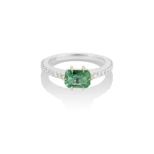 East To West Emerald & Diamond Alternative Engagement Ring