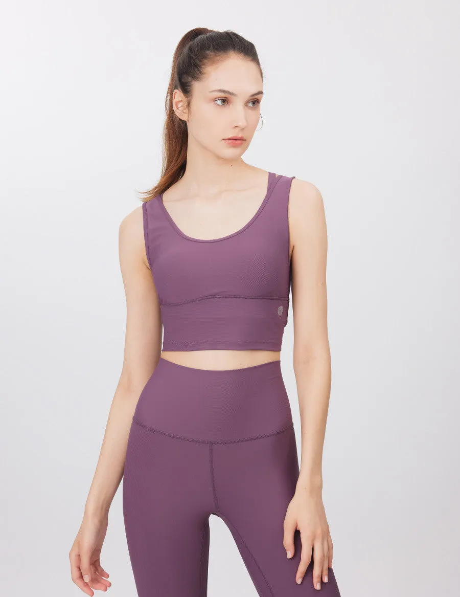 easyoga LESPIRO Base Back Shaping  Cropped Tank - P01 Dark Lavender