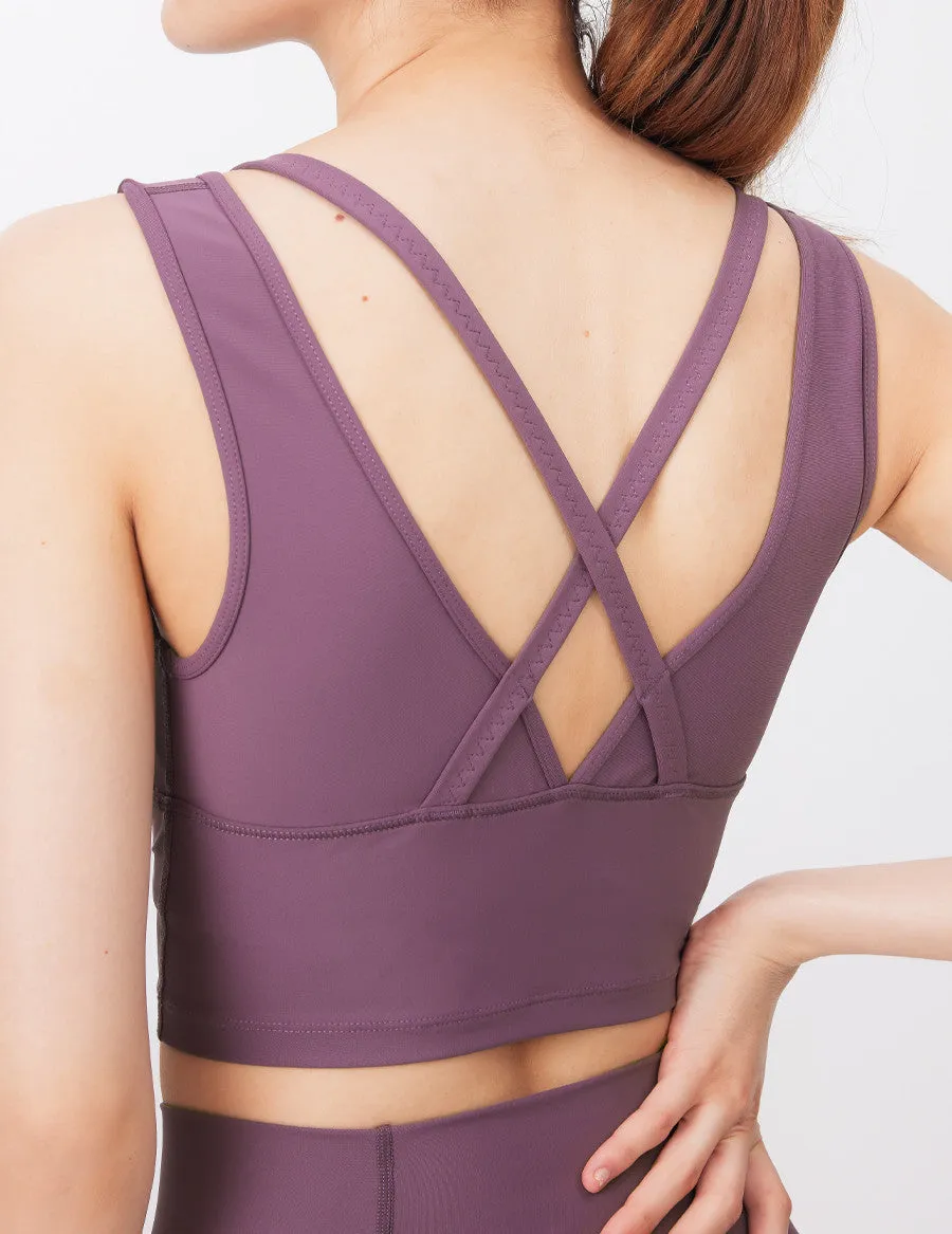 easyoga LESPIRO Base Back Shaping  Cropped Tank - P01 Dark Lavender