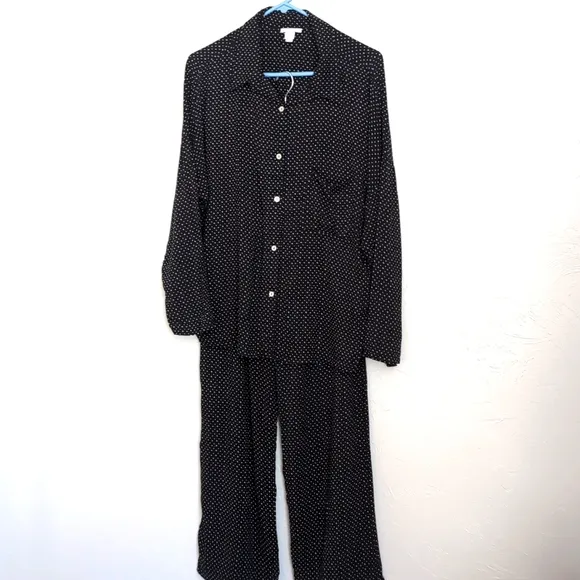 Eberjey Long Sleeved Pajama Set In Black &amp; White Women's Size Medium
