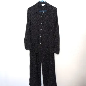 Eberjey Long Sleeved Pajama Set In Black &amp; White Women's Size Medium