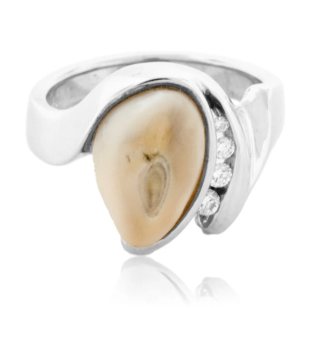 Elk Ivory and Diamond Ring