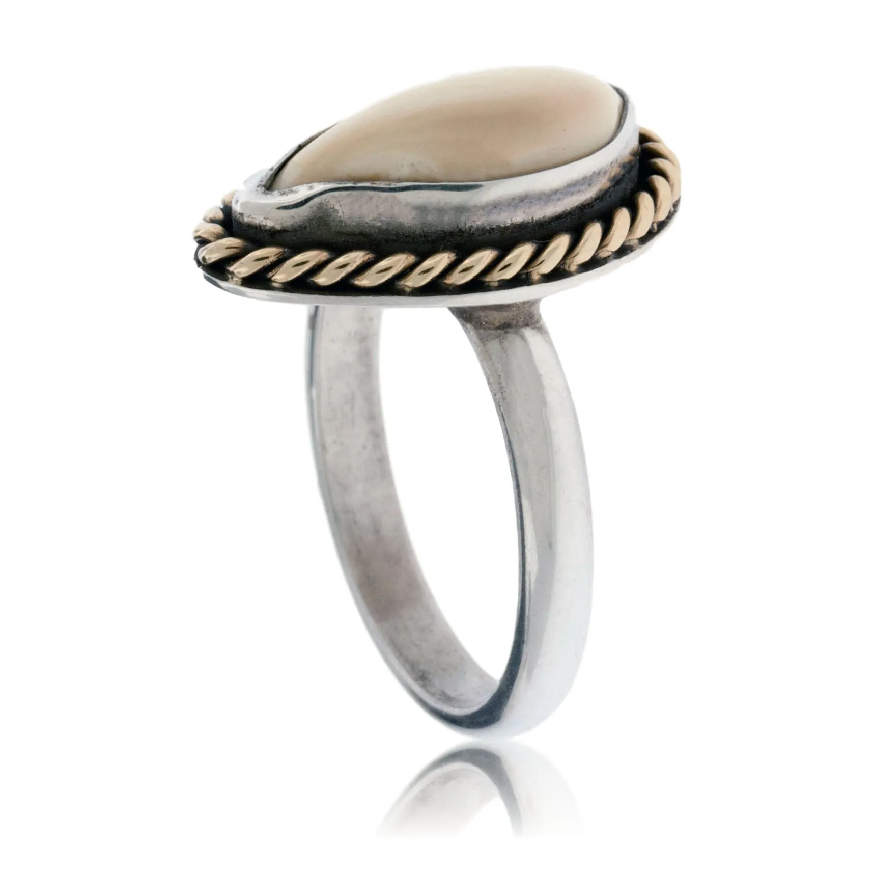 Elk Ivory Tooth Trophy Braided Ring