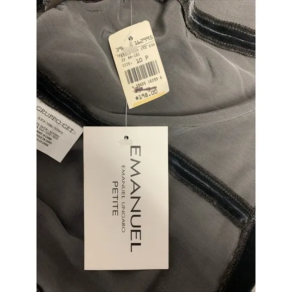 Emanuel Ungaro Women Size 12P Vest Black Velour Silk Blend Zip Up Vest VTG $198