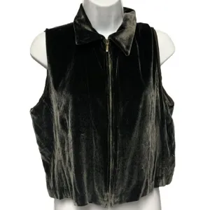 Emanuel Ungaro Women Size 12P Vest Black Velour Silk Blend Zip Up Vest VTG $198
