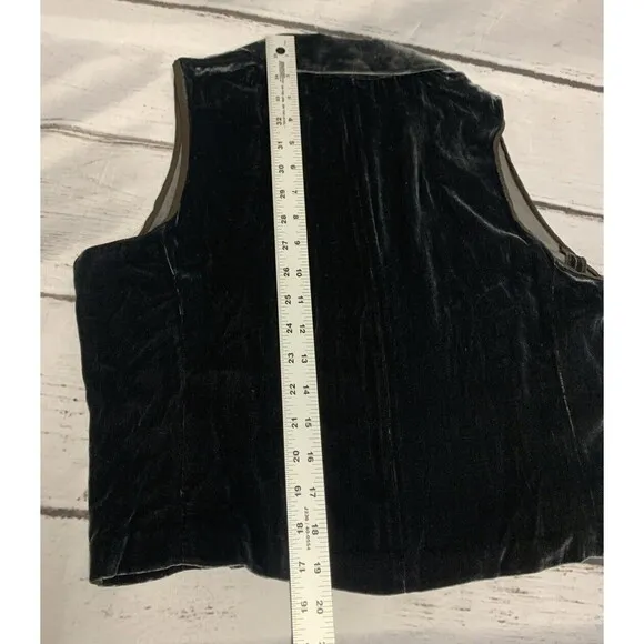 Emanuel Ungaro Women Size 12P Vest Black Velour Silk Blend Zip Up Vest VTG $198