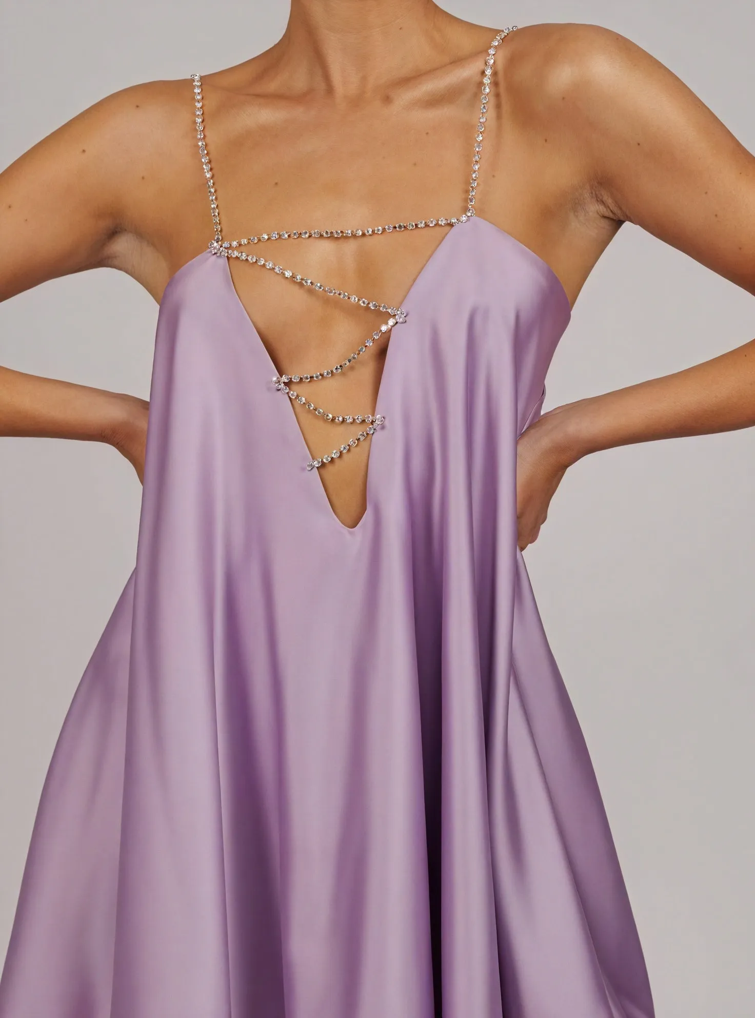 Embellished Chain Strap Mini Dress