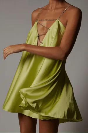 Embellished Chain Strap Mini Dress