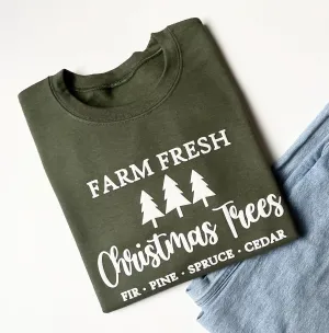 Embossed Women's Farm Fresh Christmas Tree Sweatshirt