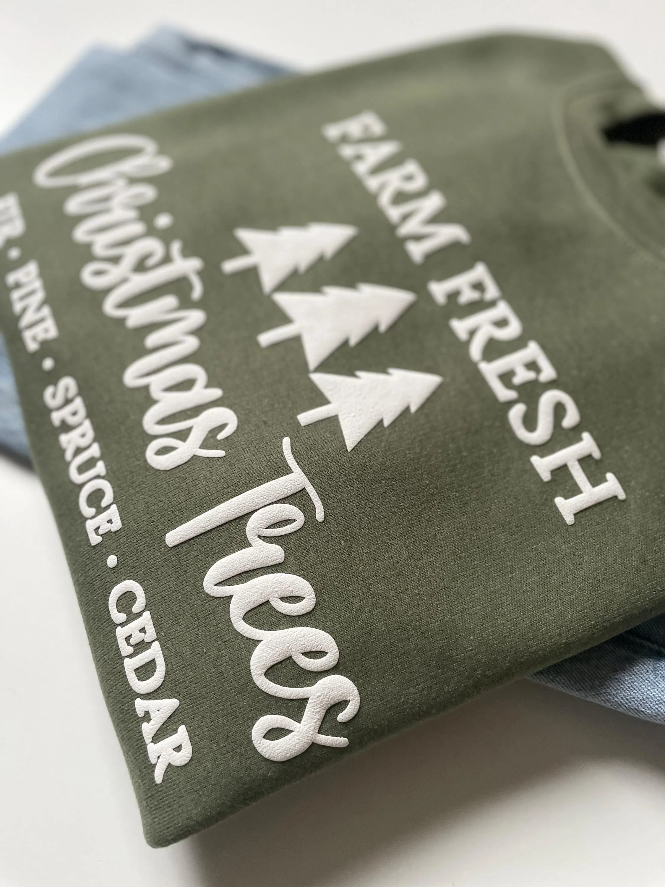 Embossed Women's Farm Fresh Christmas Tree Sweatshirt