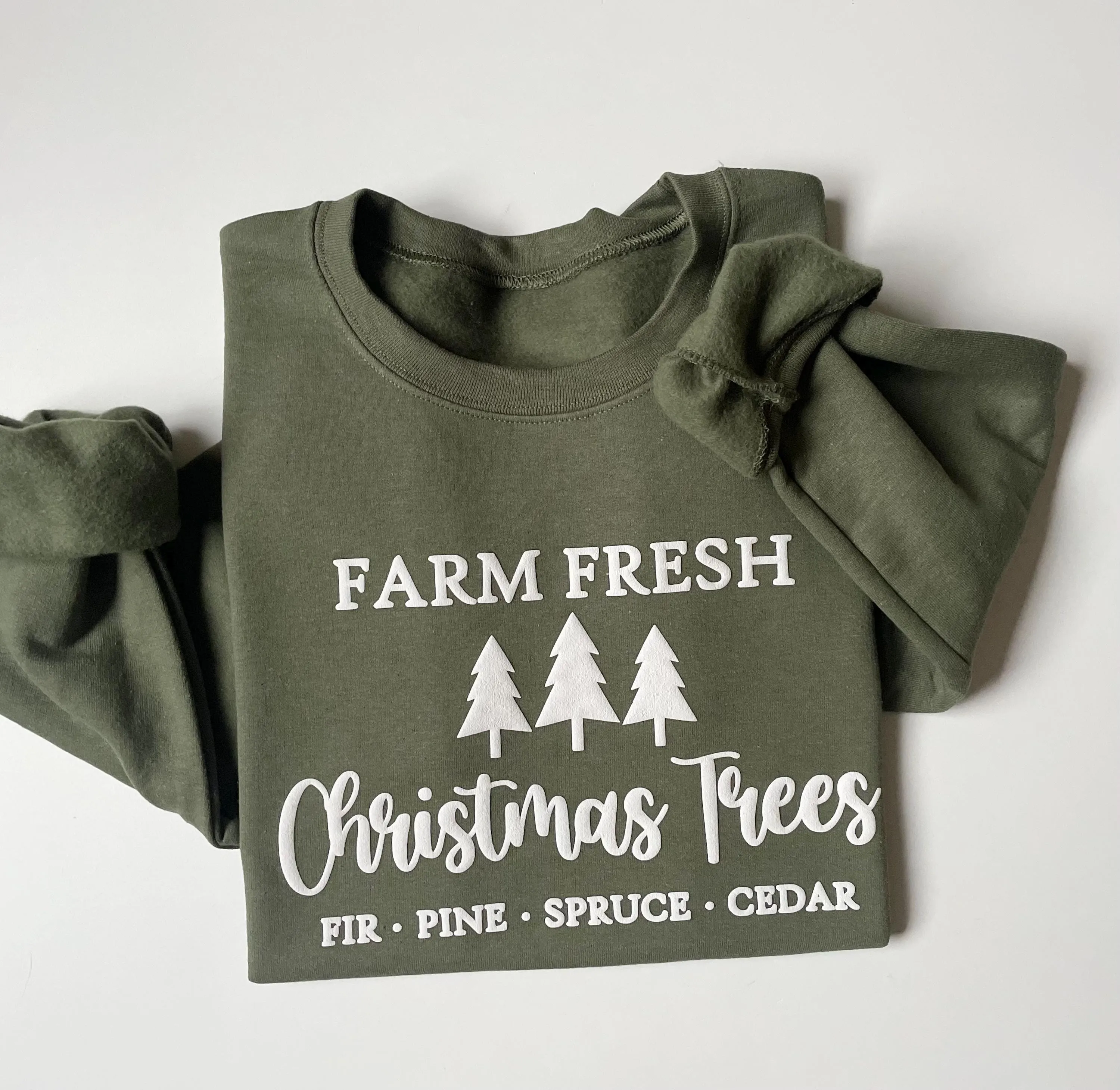 Embossed Women's Farm Fresh Christmas Tree Sweatshirt