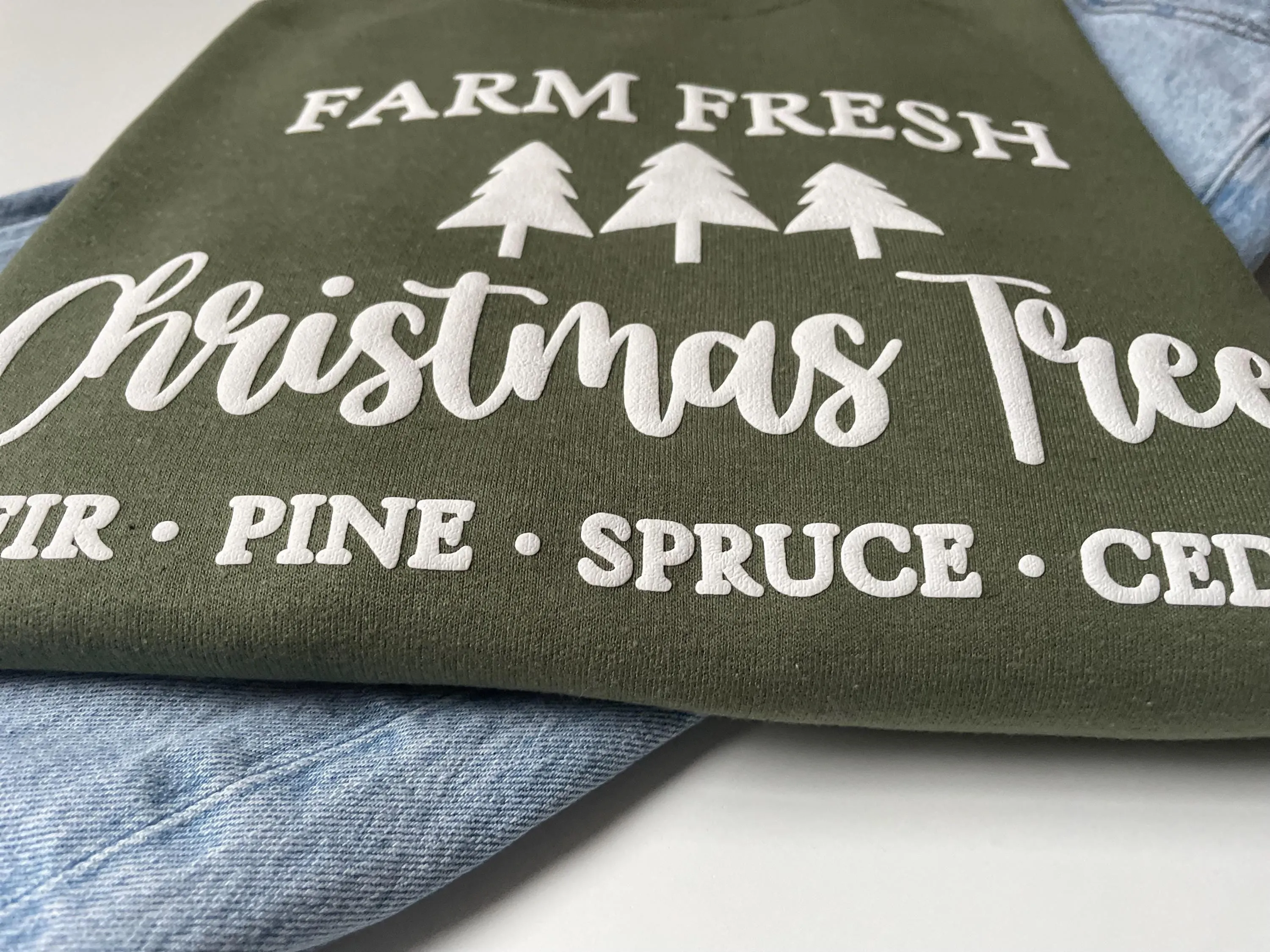 Embossed Women's Farm Fresh Christmas Tree Sweatshirt