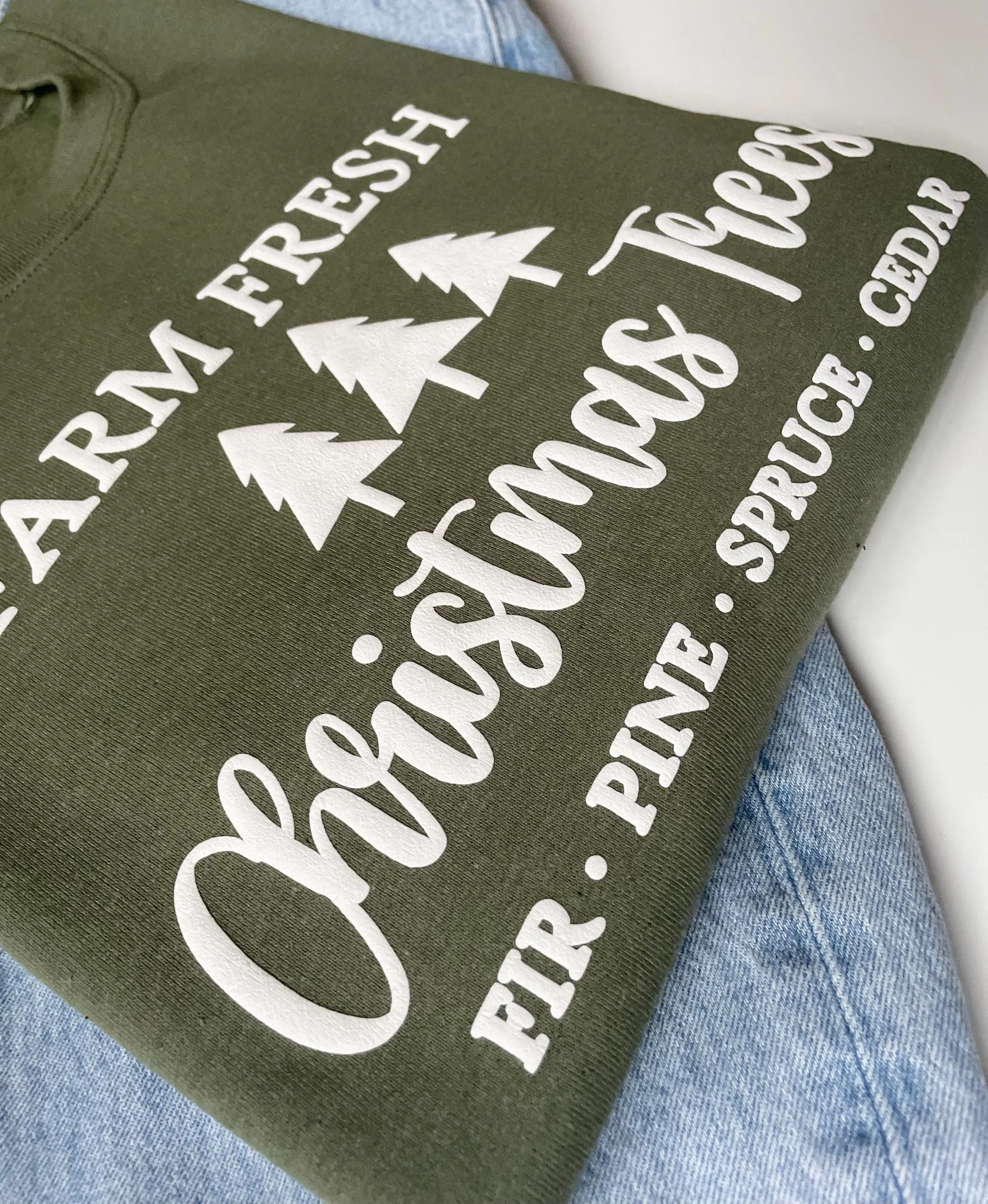 Embossed Women's Farm Fresh Christmas Tree Sweatshirt