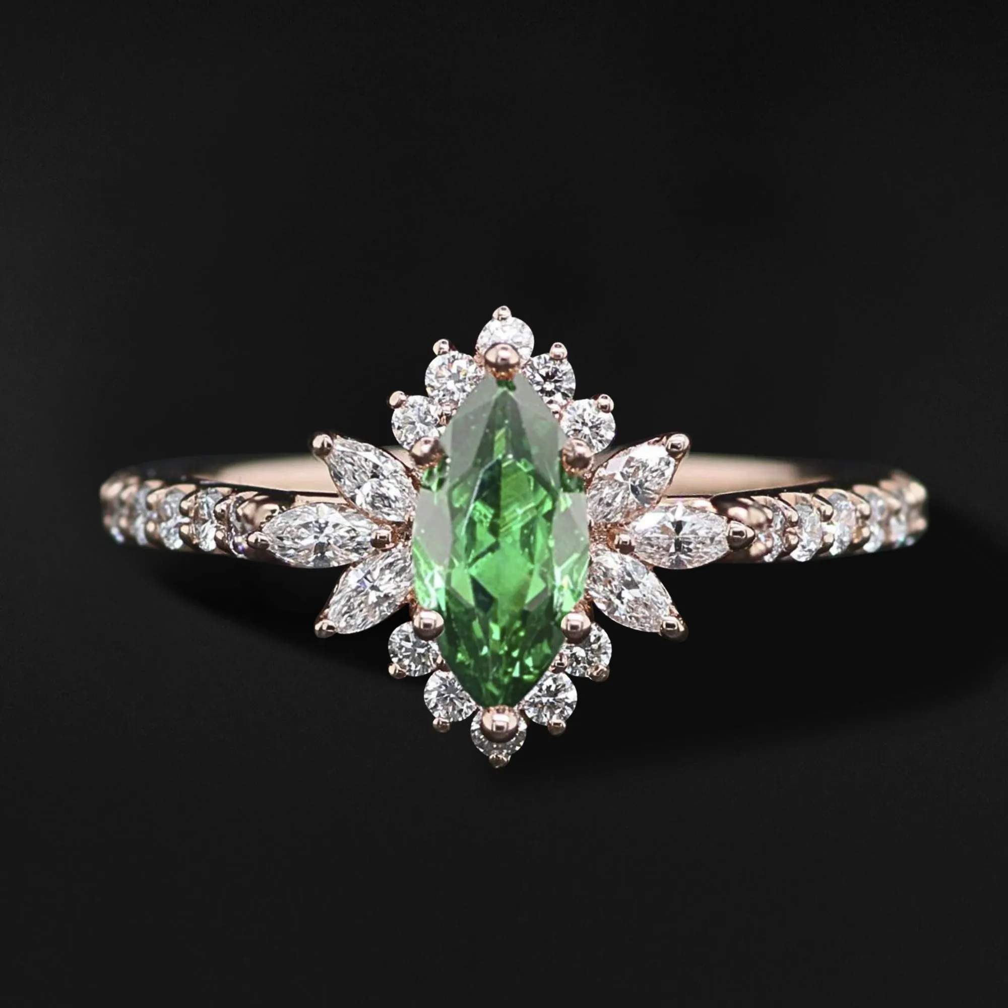 EMERALD FOREST - Lab Emerald and 1/2 CTW Natural Diamonds, Opal & Wood | 14K Gold & Tungsten Wedding Ring Set | Made to Order