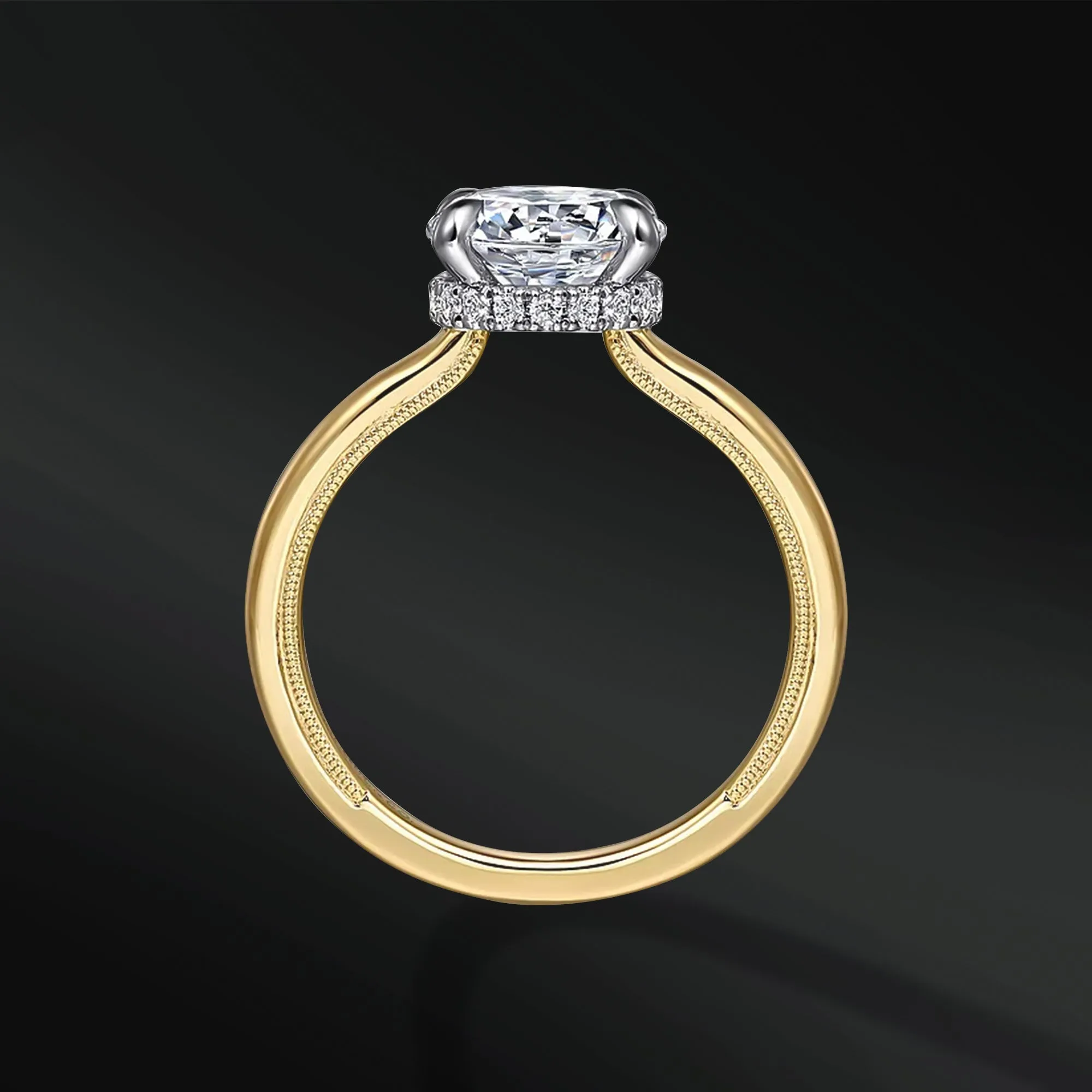 Eternal Orbit - Meteorite & Moissanite Engagement Ring Set | 14K Gold or Sterling silver, Cosmic Elegance with 1.3 carat D-Color VVS1 Stones