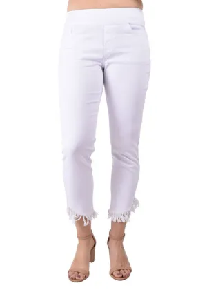 Ethyl White Diagonal Fray Hem Jean