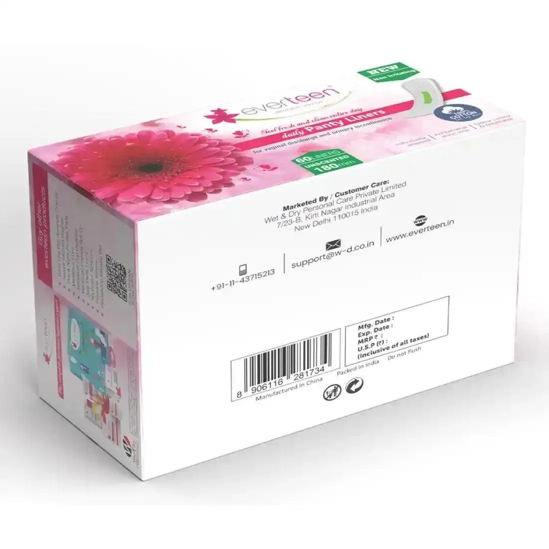 everteen Daily Panty Liners with Neem, Aloe Vera for Vaginal Discharge and Urinary Incontinence in Women