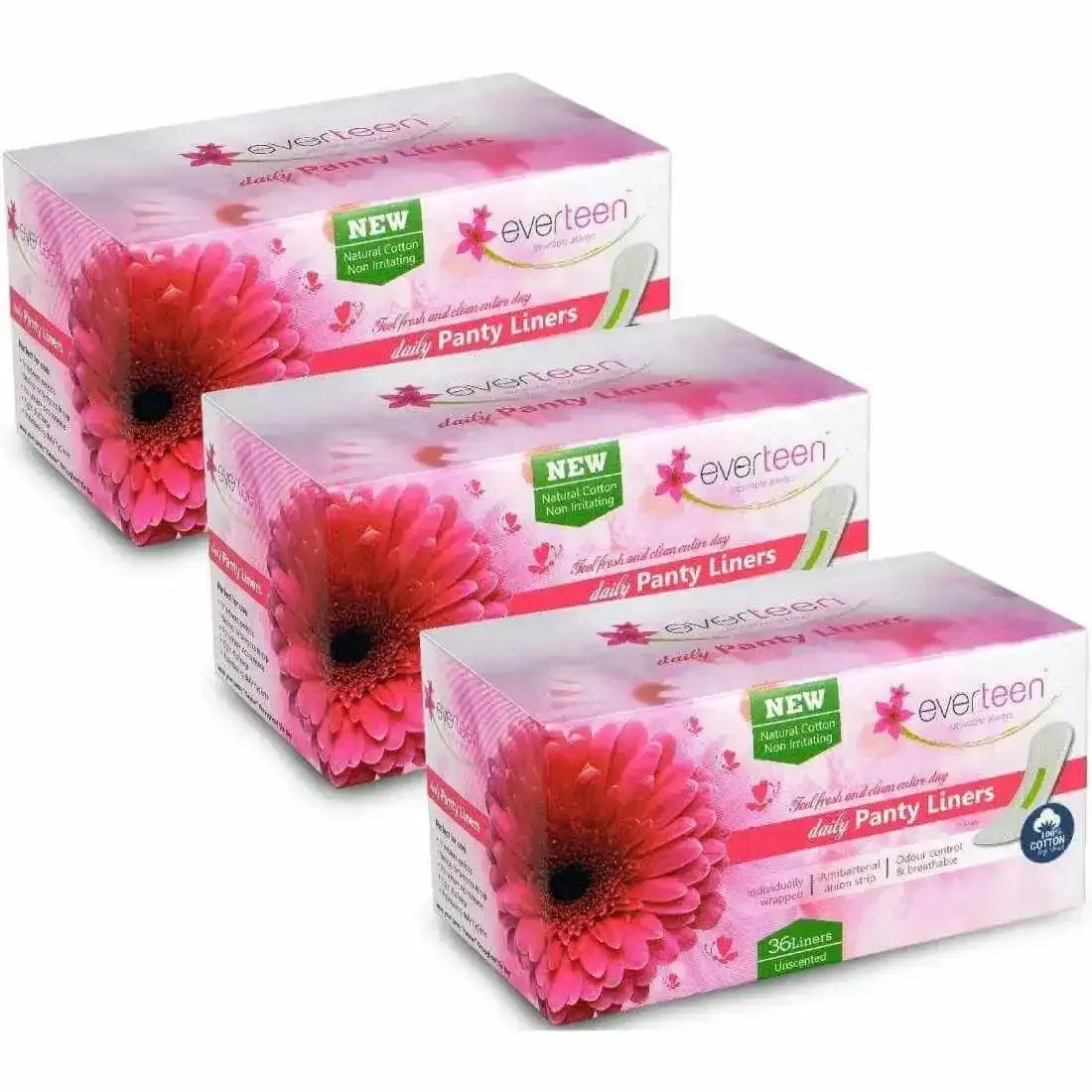 everteen Daily Panty Liners with Neem, Aloe Vera for Vaginal Discharge and Urinary Incontinence in Women