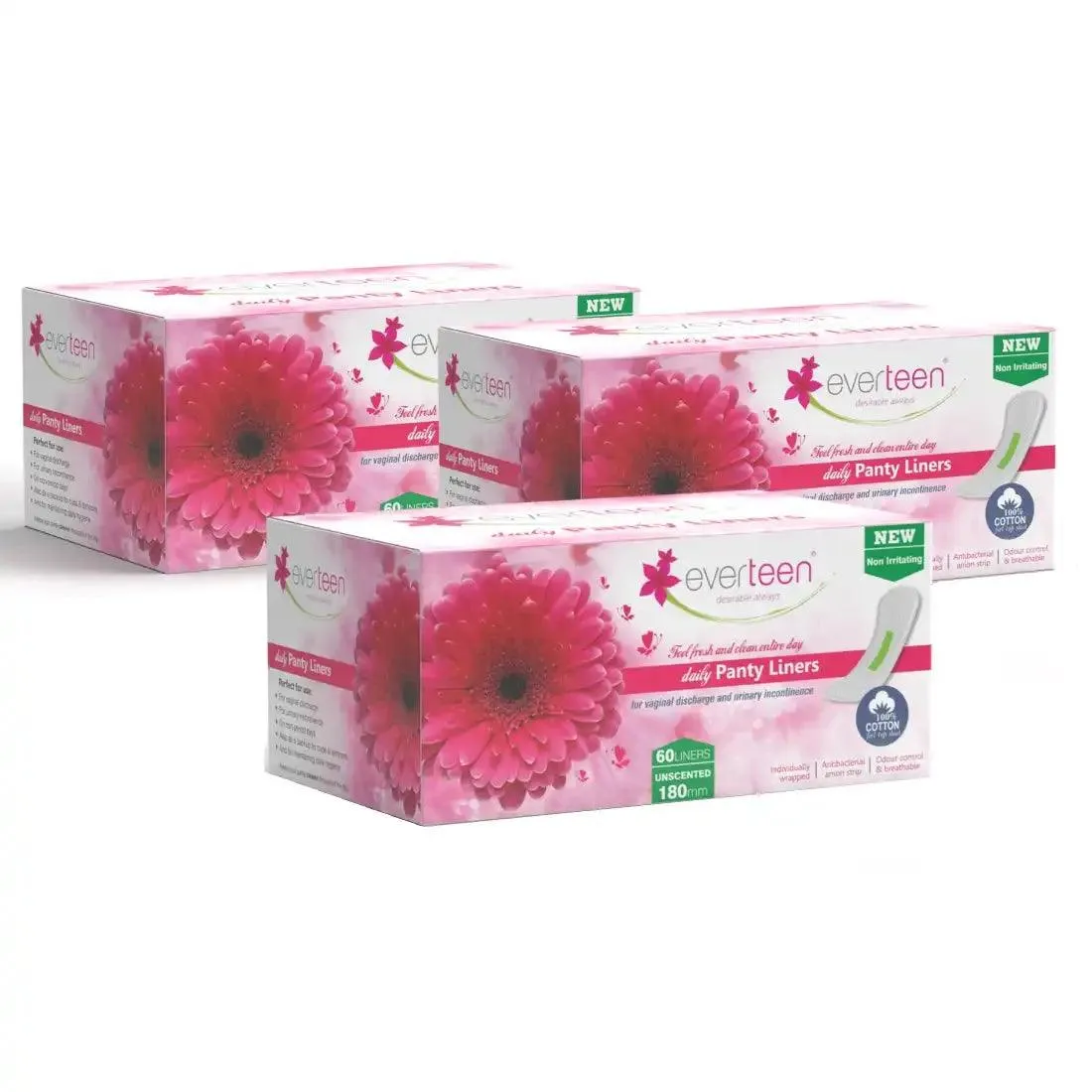 everteen Daily Panty Liners with Neem, Aloe Vera for Vaginal Discharge and Urinary Incontinence in Women