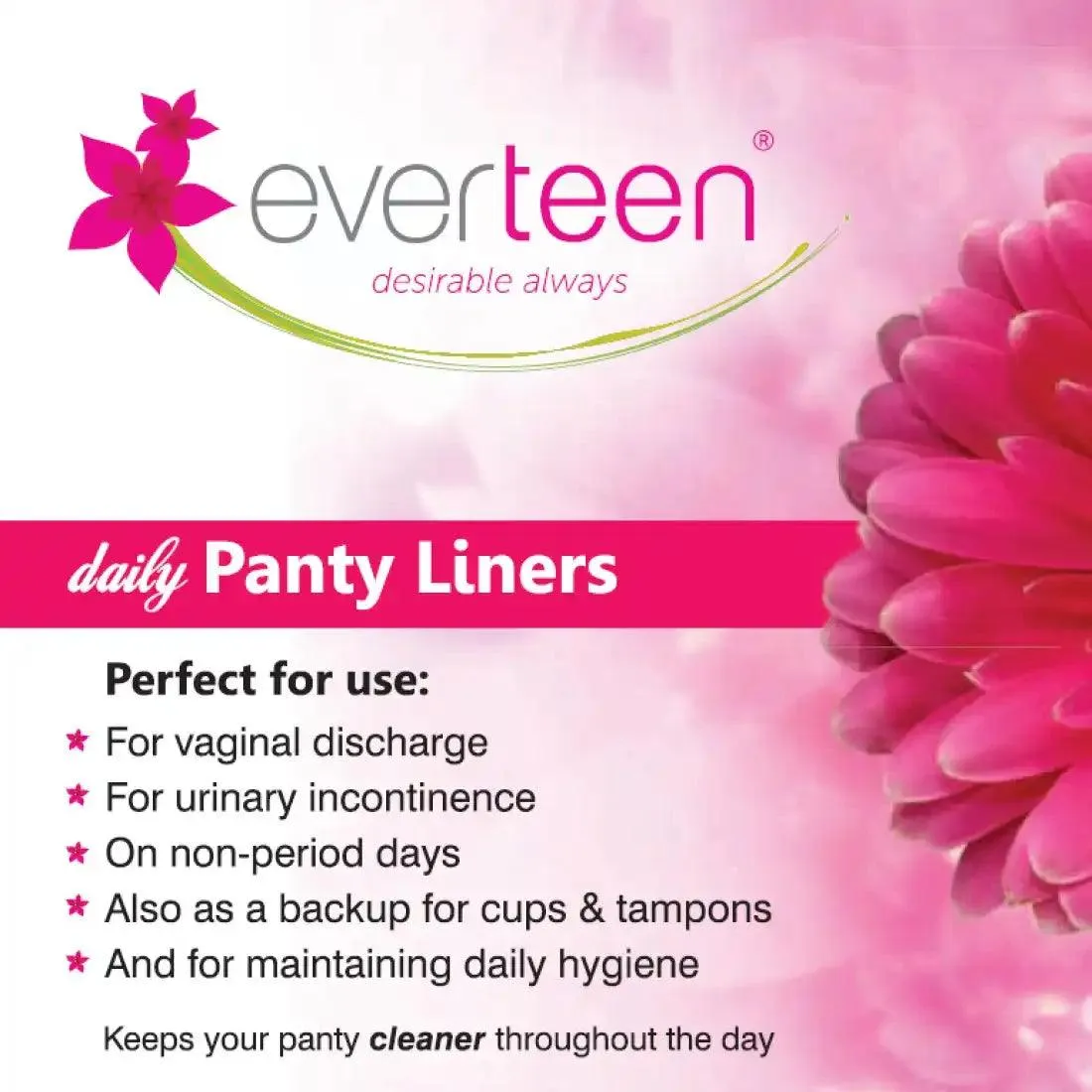 everteen Daily Panty Liners with Neem, Aloe Vera for Vaginal Discharge and Urinary Incontinence in Women