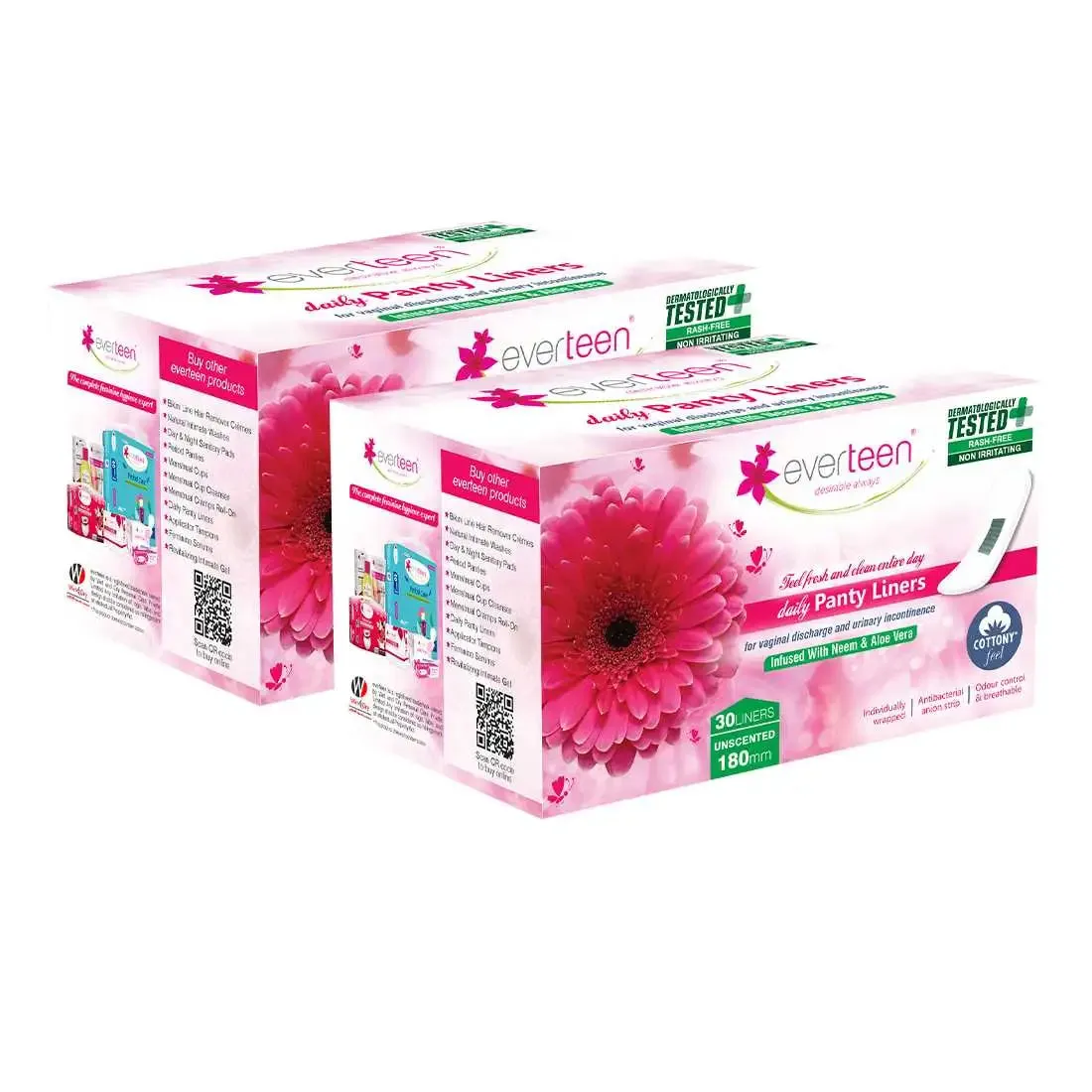 everteen Daily Panty Liners with Neem, Aloe Vera for Vaginal Discharge and Urinary Incontinence in Women