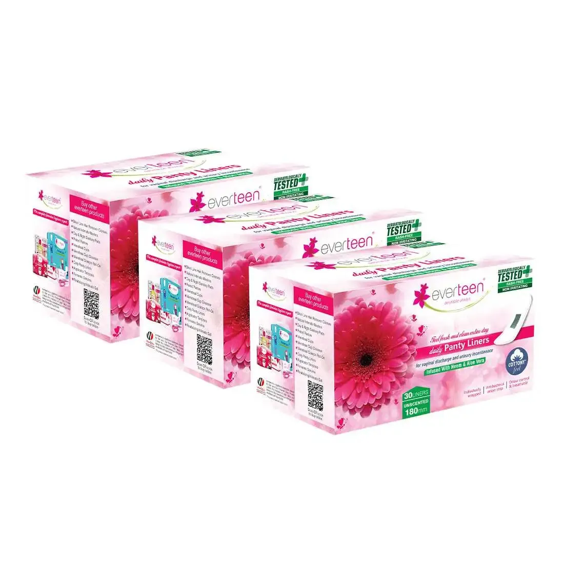 everteen Daily Panty Liners with Neem, Aloe Vera for Vaginal Discharge and Urinary Incontinence in Women