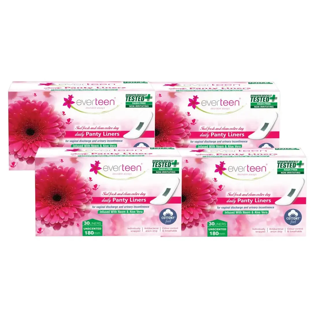 everteen Daily Panty Liners with Neem, Aloe Vera for Vaginal Discharge and Urinary Incontinence in Women