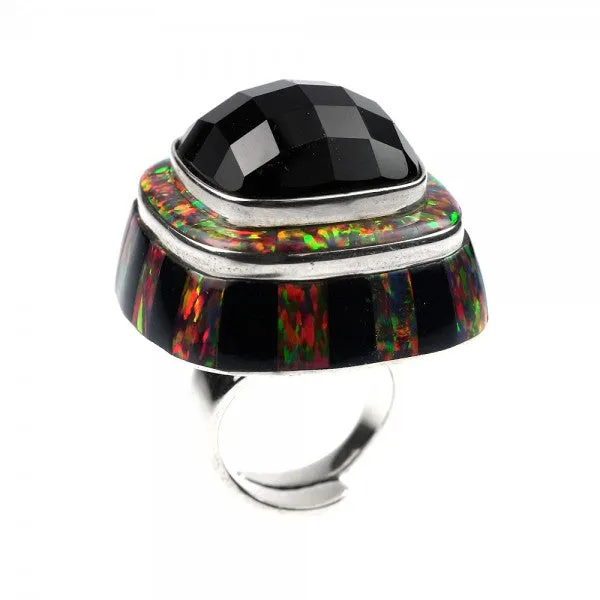 Faceted Black Onyx Ring
