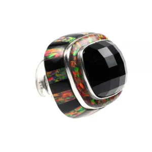 Faceted Black Onyx Ring