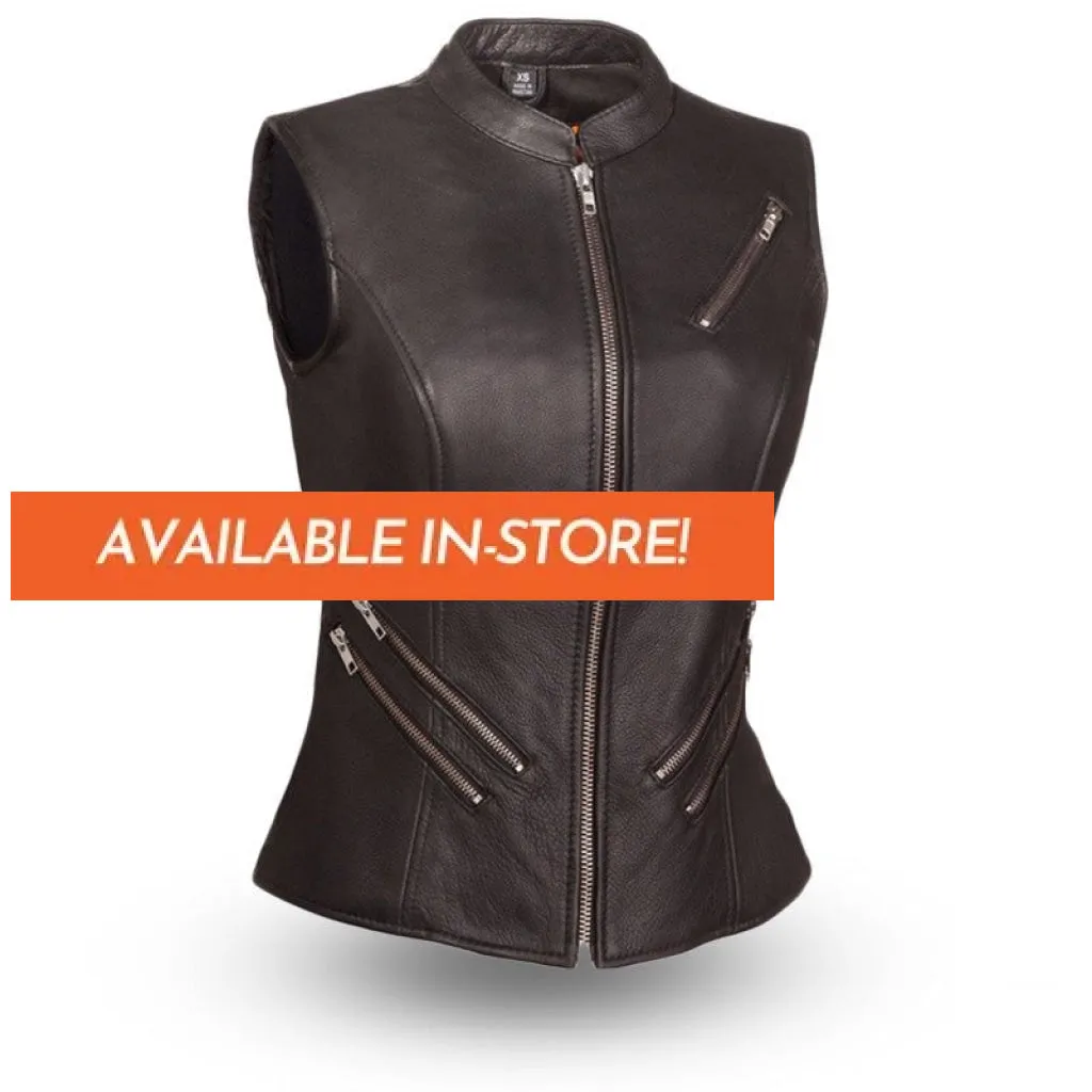 Fairmont Women's Motorcycle Leather Vest - Extreme Biker Leather