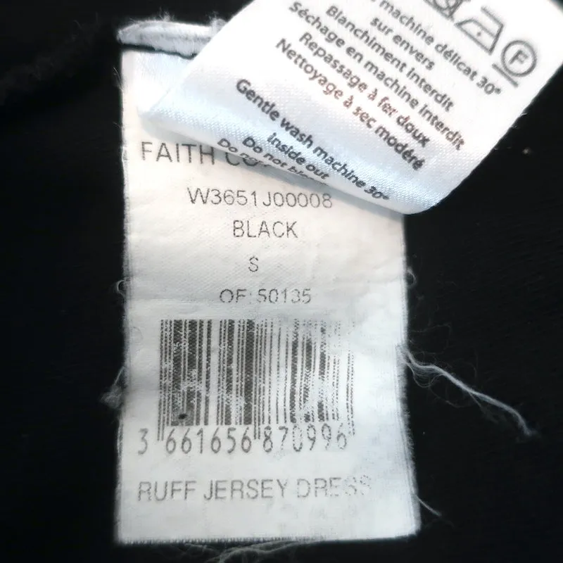 Faith Connexion Embellished Ruffled Sweatshirt Dress Black Cotton Size Small