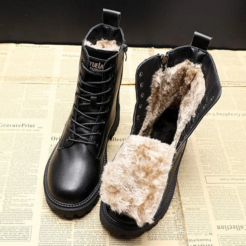 Faux Furina™ | Women's Leather Zip Boots | Premium Leather, Faux Fur Lining, Stylish & Comfortable Fit