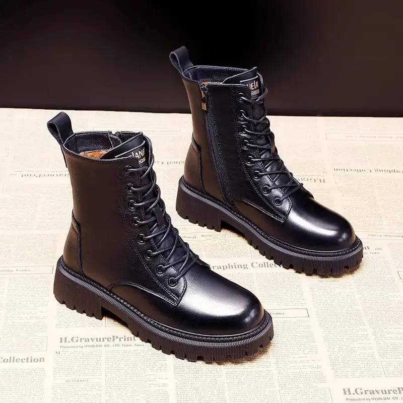 Faux Furina™ | Women's Leather Zip Boots | Premium Leather, Faux Fur Lining, Stylish & Comfortable Fit