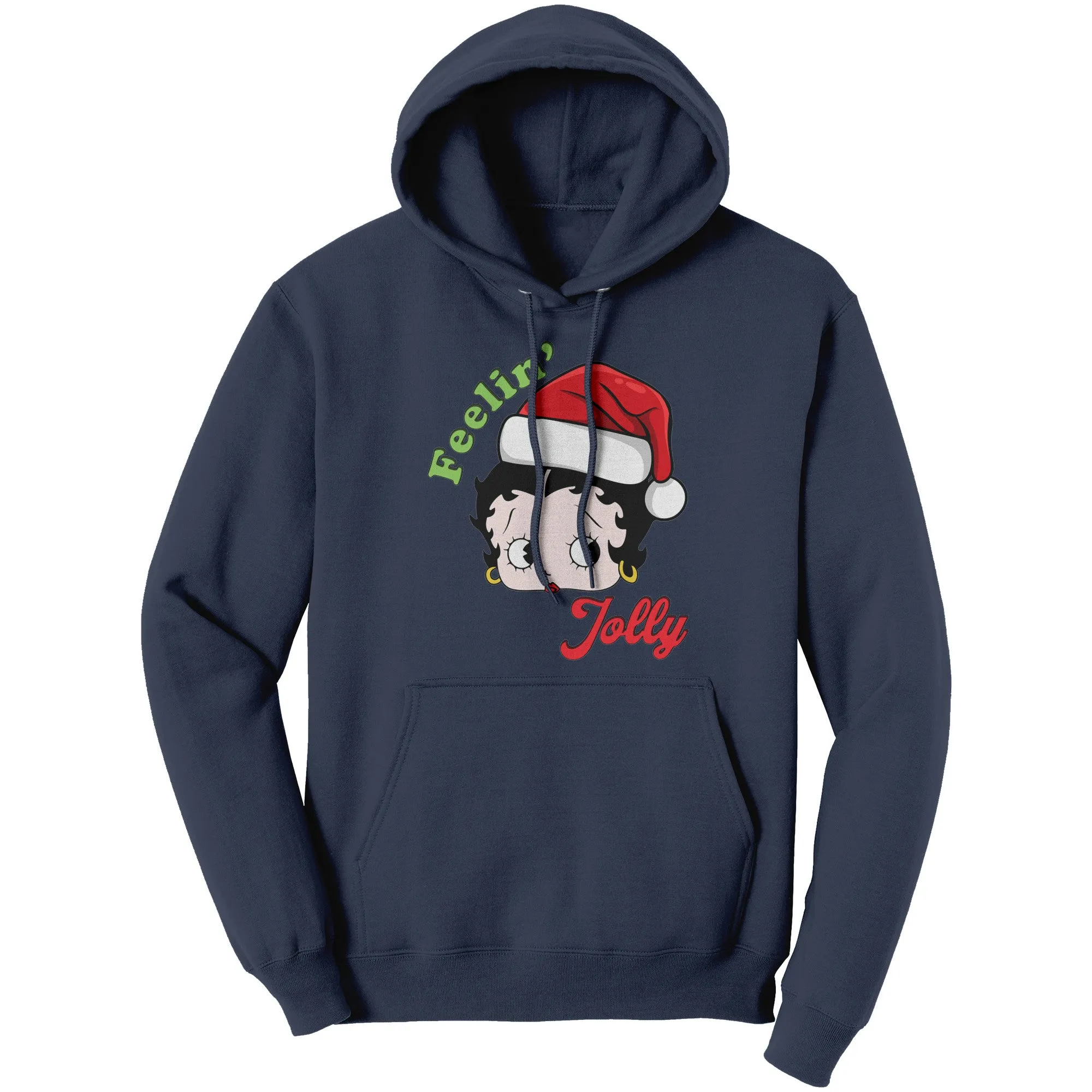 Feeling Jolly Hoodie, Betty Boop Christmas Hoodie, Unique Holiday Gift for Her, Women's Christmas Sweater, Betty Boop Hoodie, Womens Hoodie