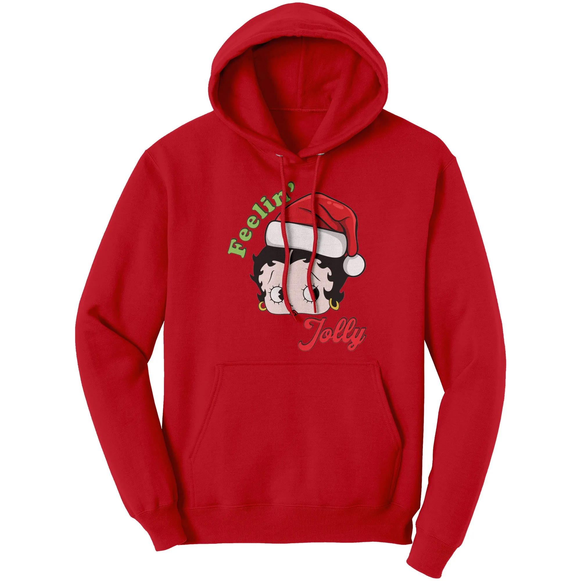 Feeling Jolly Hoodie, Betty Boop Christmas Hoodie, Unique Holiday Gift for Her, Women's Christmas Sweater, Betty Boop Hoodie, Womens Hoodie